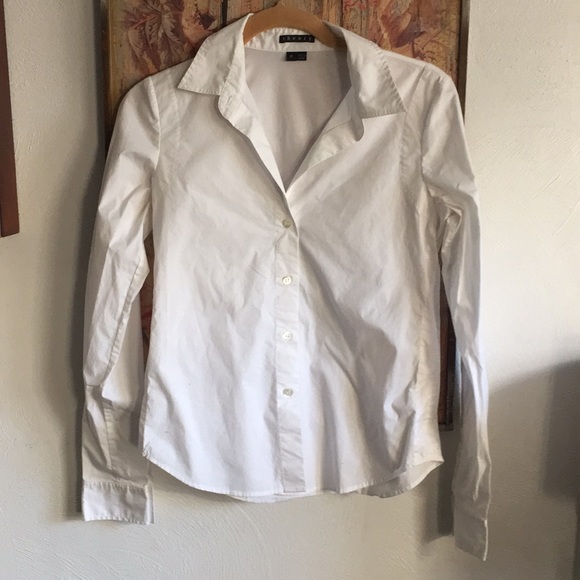 THEORY WHITE FITTED BUTTON DOWN SHIRT CAREER TOP S - Picture 4 of 15